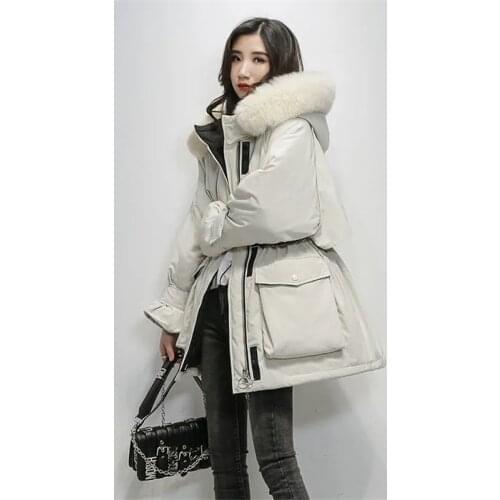 2021 Winter Parkas Coats Women Thicken Warm Down Jackets Winter Hooded Down Cotton Coat Long Overcoat Casual Loose Jacket Korean