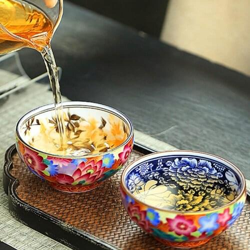 Retro Blue and white porcelain Master Cup enamel color tea cup large kungfu tea set tea cup antique tea cup tea cup