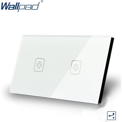 2 Gang 2 Way US/AU Standard Wallpad Touch Switch Touch Screen Light Switch White Crystal Glass Panel Free Shipping