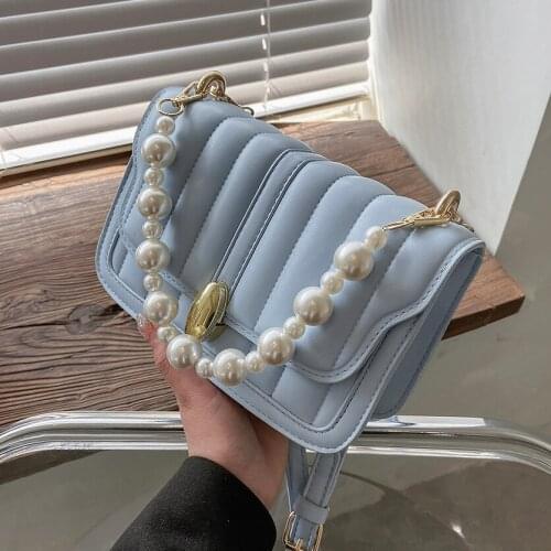 2021 Candy Color Crossbody Bag for Women Fashion Female Shoulder Bag Female Handbags and Purses with pearl Handle
