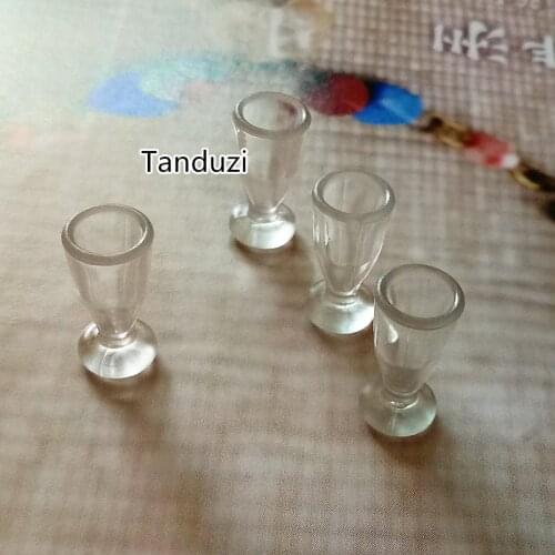 Tanduzi 4pcs 3D Cute Simulation Transparent Champagne Cups Model DIY 1:12 Dollhouse Miniature Decoration Plastic Crafts