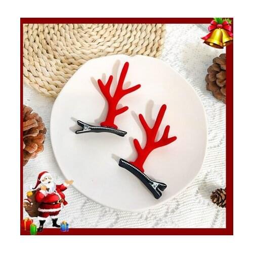 2pcs Cute Deer Ear Hairpins Christmas Barrettes Flower Hair Decorationd Beautiful Deer Antlers Hair Clips Kids Hair Accessories