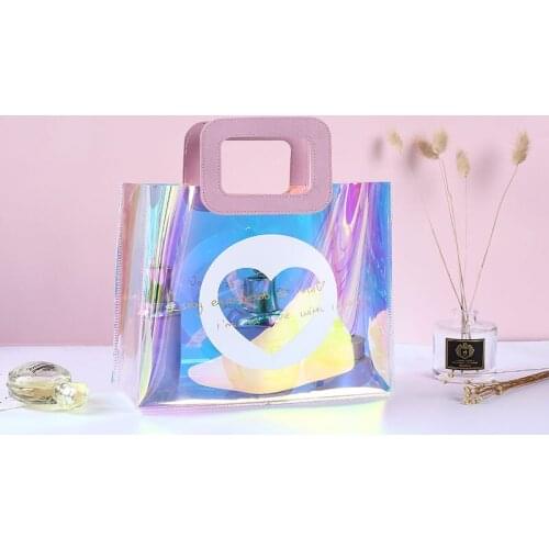 Handbag Womens Hot Style Laser Symphony Gift Bag Fashion Student Transparent Bag Makeup Waterproof Large Capacity