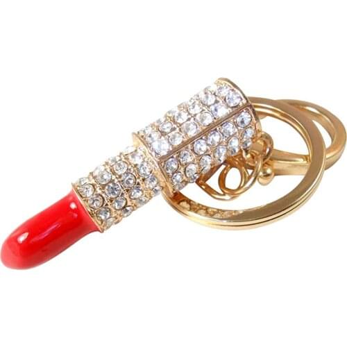 Lipstick Keychain Handbag Purse Charm Womens Gift