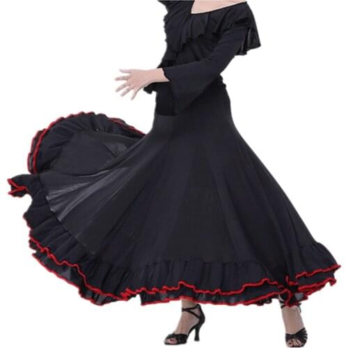 2018 New arrive Women Lady Black Performance Competition Standard Ballroom Dance Skirts waltz tango big swing skirt