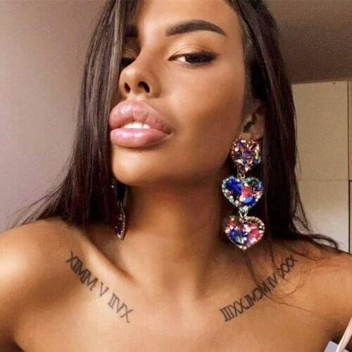 JIJIAWENHUA new trend ladies sparkling rhinestone heart pendant earrings fashion jewelry statement accessories