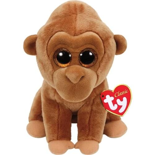 15CM Ty Beanie Monroe Sparkly Glitter Eyes Tan Gorilla Cute Animal Doll Birthday Gift Soft Stuffed Plush Toy Kids