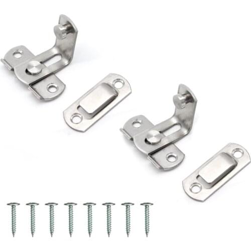 2PCS New 90 Degree Gate Latch Tiny Door Bolt Stainless Steel Brushed Finish Plug Thicker Door Latch Home Improvement Hardware