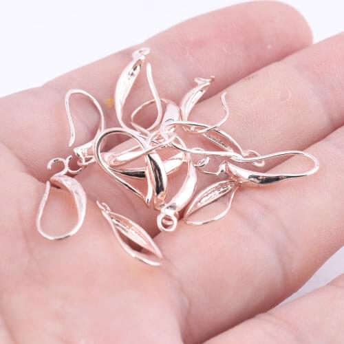 50pcs Copper Earring Hooks Diy Ear Wire Clasps For Jewelry Making Supplies 13x20mm