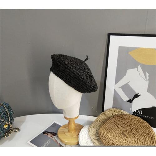 202009-mayyz ins handmade paper solid lady beret hat women Leisure painter hat