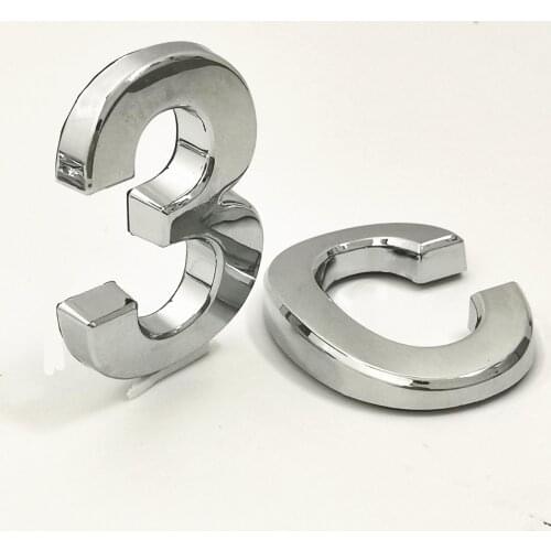 3.5cm/5cm/7cm/10cm 0123456789 Modern Silver Plaque Number House Hotel Door Number Address Digits Sticker Plate Sign ABS plastic