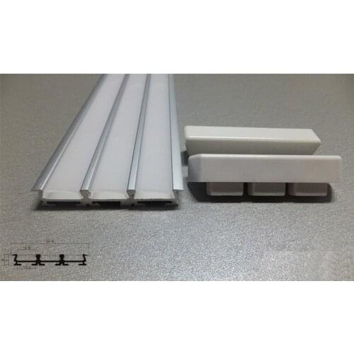 Anodized Aluminum 3 Rows LED Strip Light Channel Housing W Oyster White Cover And End Caps, 0~300cm Length Ok, Free Shipping