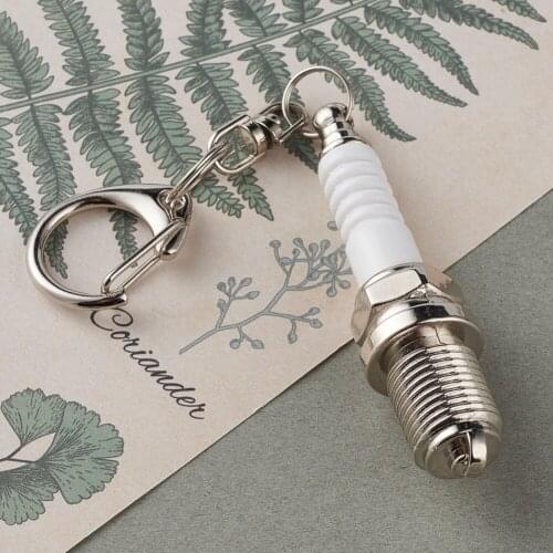 3D Miniature Spark Plug Style Metal Keychain Key Rings