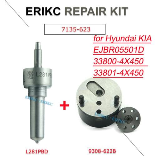 ERIKC 7135-623 ( 9308-621C + L281PRD ) Injector Nozzle and Valve Repair Kits for Hyundai / KIA EJBR05501D 33800-4X450