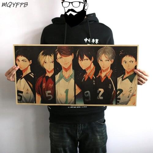Anime Haikyuu!! A Collection of Characters Kraft Paper Poster Home Room Wall Decoration Painting 70x35.5cm