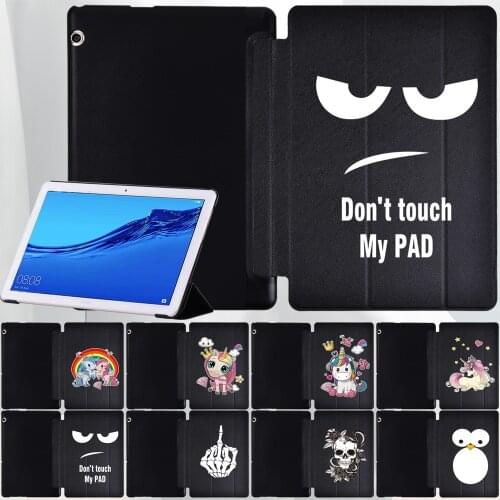 Tablet Cover Case for Huawei MediaPad T3 10 9.6 Inch/Huawei MediaPad T5 10 10.1 Inch- Dust-proof Cute Style Tri-fold Tablet Case