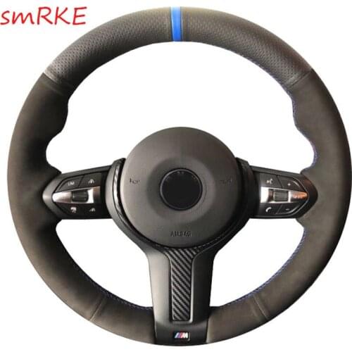 Black Leather Black Suede Steering Wheel Cover for BMW F87 M2 F80 M3 F82 M4 M5 F12 F13 M6 F85 X5 M F86 X6 M F33 F30 M