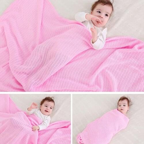 90X70cm Baby Blanket & Swaddling Newborn Hollow-out Soft Cotton Blanket Solid Bedding Set Cotton Quilt for Bed Stroller Crib