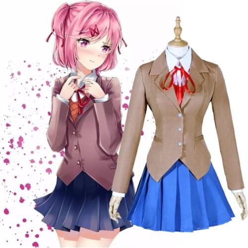 Doki Doki Literature Club Monika Halloween Sayori Yuri Natsuki Anime Cosplay Costume School Uniform Girl Women Costume Game