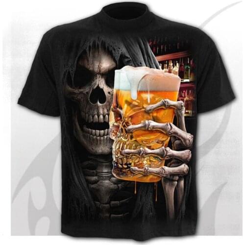 Scary Skull Mens T-shirts Mens Punk 3d Shirts Summer Fashion Tops O-neck T-shirt Boys Clothing Large Size Streetwear