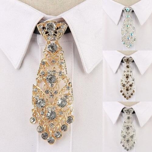 Fashion Personality Crystal Neckties Trendy General Korean Wine Party Wedding Ceremony Metal Short Luxury Tie Men Accessories