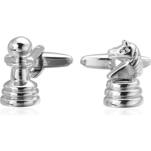 HYX Luxury Fashion cufflinks for mens Brand cuff buttons cuff links High Quality silvery chess abotoaduras Jewelry