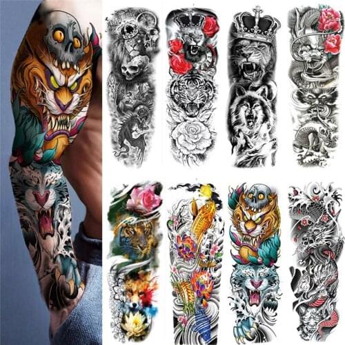 Fake Tattoo Flash Tattoo Arm Leg Large Size Art Tattoos Bird Lion Animal Waterproof Temporary Tattoo Sticker for Women Men