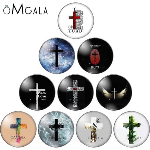Cross Wings Bible Quote Patterns mixed 10pcs 12mm/18mm/20mm/25mm Round photo glass cabochon demo flat back Making findings