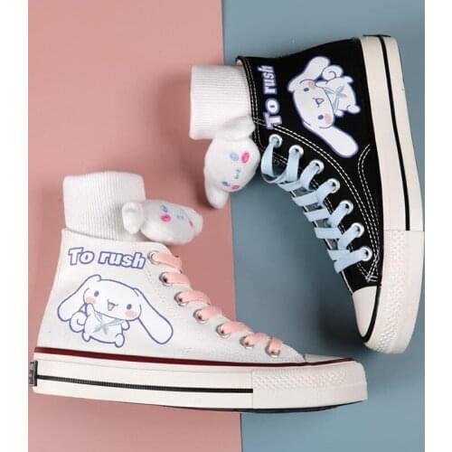 Lolita Girl Cute Cartoon Laurel Dog High Top Canvas Shoes 2021 Japanese Female Harajuku Style Woman Student Canvas Shoes Women