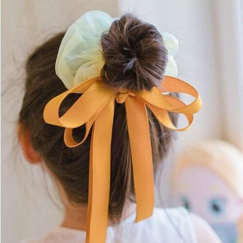 Sweet Lace Bowknot Baby Girls Hair Rope Solid Color Infant Toddler Elastic Hair Bands Scrunch For Kids Hair Accessories