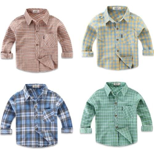 Fashion Boys Shirt New Classic Plaid Kids Toddler Infant Long Sleeve Shirts Childrens Cotton Clothes Baby Boy Girl Blouses Tops