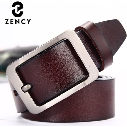 Zency Soft Cowhide Leather Waist Belt Mens Fashion Vintage High Quality For Male All-match Design Adjustable Belt For Jeans