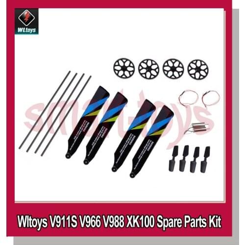 Wltoys V911S Helicopter Gear Blades Tail Boom Motor Wire for WL V911S V966 V988 K100 Helicopter Consumable Tool Parts Kit