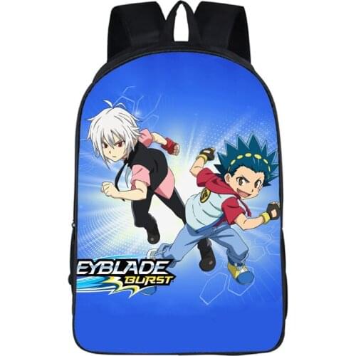 New 16 inch Cartoon Schoolbags Backpack Teenager Girls Boys School Bag Travel Beyblade Burst Prints Mochilas Fashion Book Bags