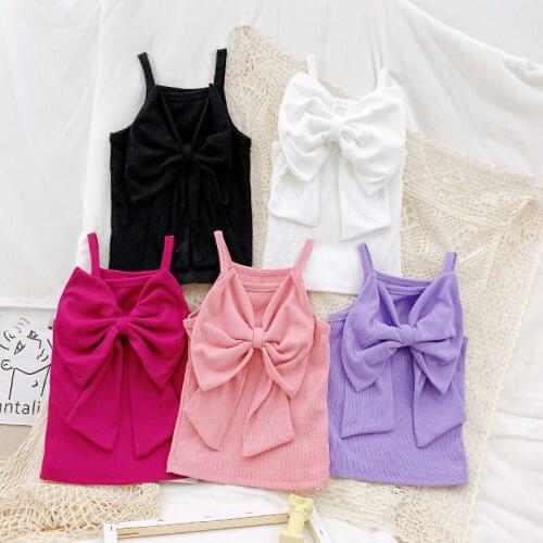 2021 New Summer Fashion Girls Kids Bow T-shirt Children T-shirt For Girls Cotton Tops Tees Baby Clothing Blouse Clothes 2-7Years