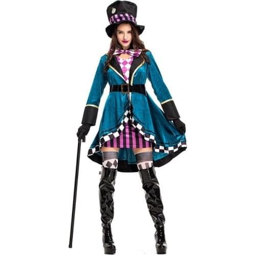 New Arrival M-XL Size Adult Women Magician Costume Halloween Party Cosplay Magic Fairy Dress halloween costume