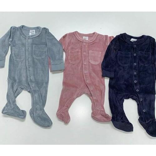 Newborn Infant Baby Girl Boy Romper Clothes Velvet Solid Long Sleeve Single Breasted Romper Jumpsuit Outfits