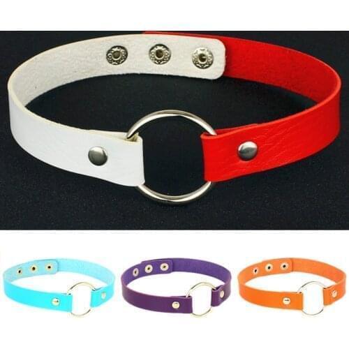 Punk Gothic Black Pu Leather Cross Round Choker Necklace For Women Spike Rivet Neck Jewelry Chocker Collar Necklaces