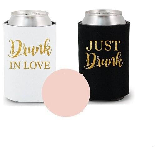 Customize glitter wedding DRUNK IN LOVE Bride Drink Coolers Bachelorette Survival Kit Bottle Beer Can Holders Beverage covers