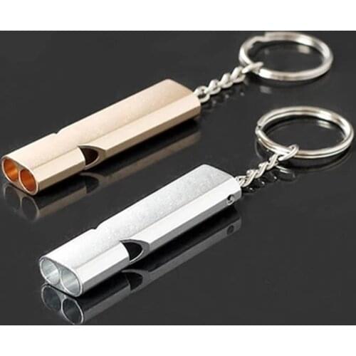 Portable aluminum emergency whistle survival whistle keychain for camping hiking outdoor sport accessories survival tool