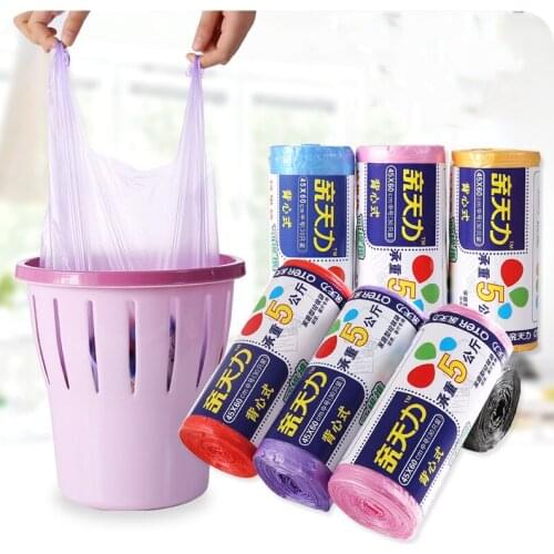 Thickened vest-type portable color garbage bag home kitchen large plastic bag