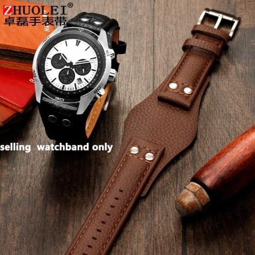 Leather watch with rivets for foss ch2564 ch2565 ch2891ch3051 mans watch with pin buckle Free shipping