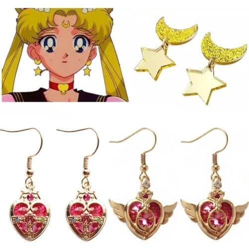 1Pair Anime Moon Cosplay Kawaii Star Moon Space Earrings Ear Clip accessories cute prop