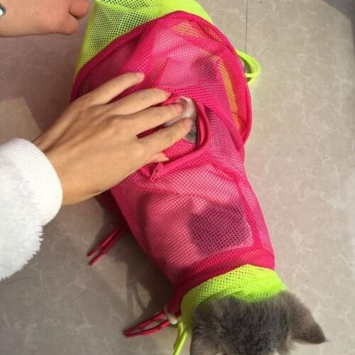 Mesh Cat Grooming Bath Bag Cats Adjustable Washing Bags For Pet Bathing Nail Trimming Injecting Anti Scratch Bite Restraint