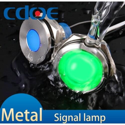 16mm Signal Lamp LED Metal waterproof flat round 22mm indicator light With Wire 24V