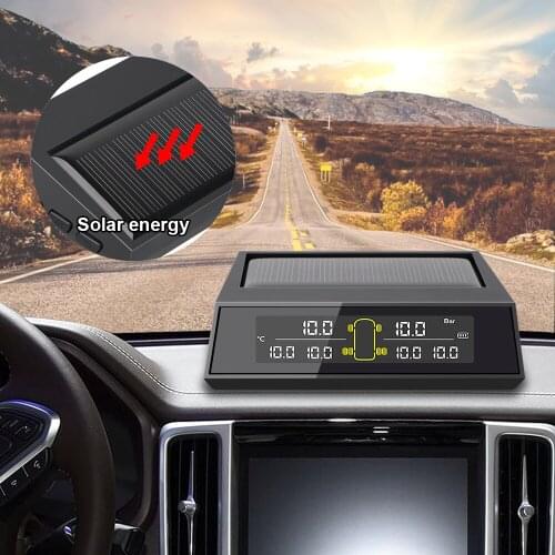 6Pcs/set Car Solar Power TPMS Monitoring Tire Pressure Range External Sensor LCD Color Screen Tire Pressure Monitoring System