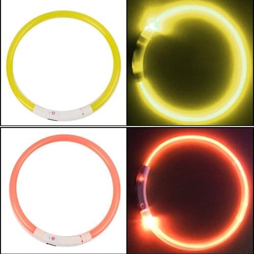 USB Rechargeable LED Dog Pet Collar Flashing Adjustable Safety Light Neck Chain SEC88