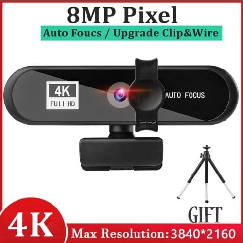 PC Webcam 2K 4K Autofocus USB Web Mini Camera Laptop with Gift Tripod 1080P 30fps Web Cam for Youtube with Microphone