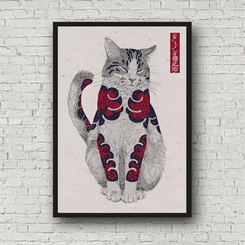 Vintage Poster Japanese Morita Cat Animal Hero Canvas Painting For Gift Wall Art Print Picture Living Room Studio Decor
