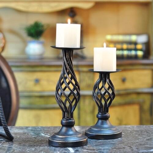 Vintage Iron Art Candle Holder Nordic Golden Candle Holder Black Creative Wedding Dinner Props Porta Velas Home Decor WF50ZT